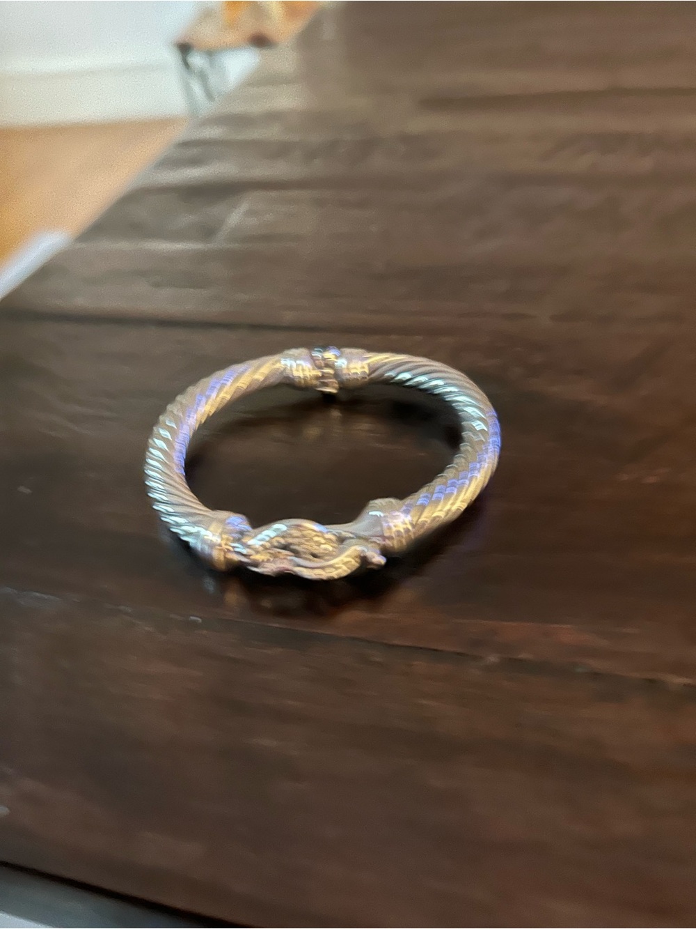 Silver Twisted Rope Bracelet with Decorative Rhinestone Clasp